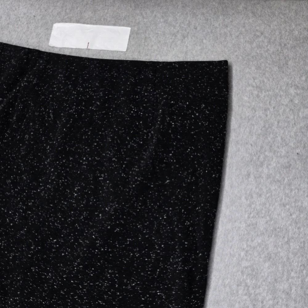 J. Jill Women Skirt 2X Black Nylon Polyester Space Dot Ponte Slit
